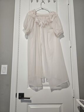 Light Pink Peignoir Nightgown with Lace Trim